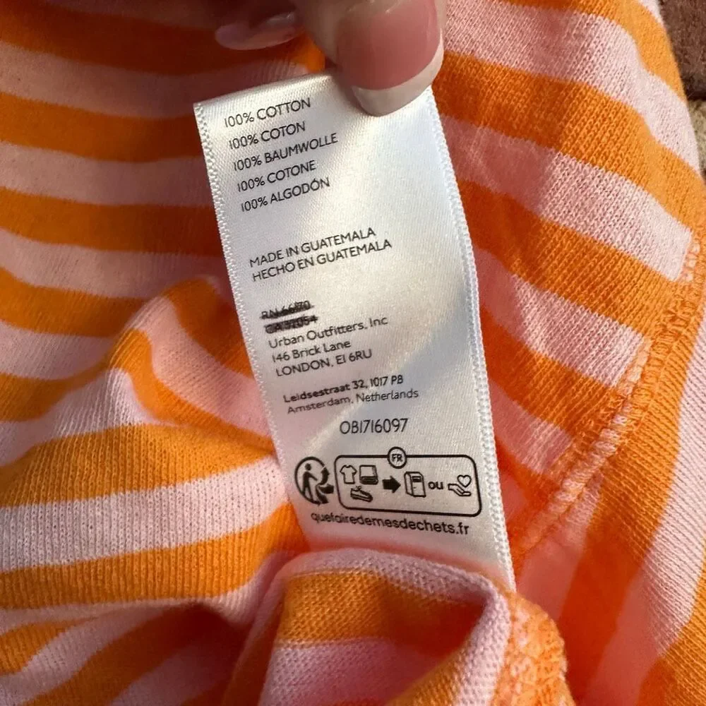 Free People X We The Free Angel Striped Tee pink orange size XS NEW